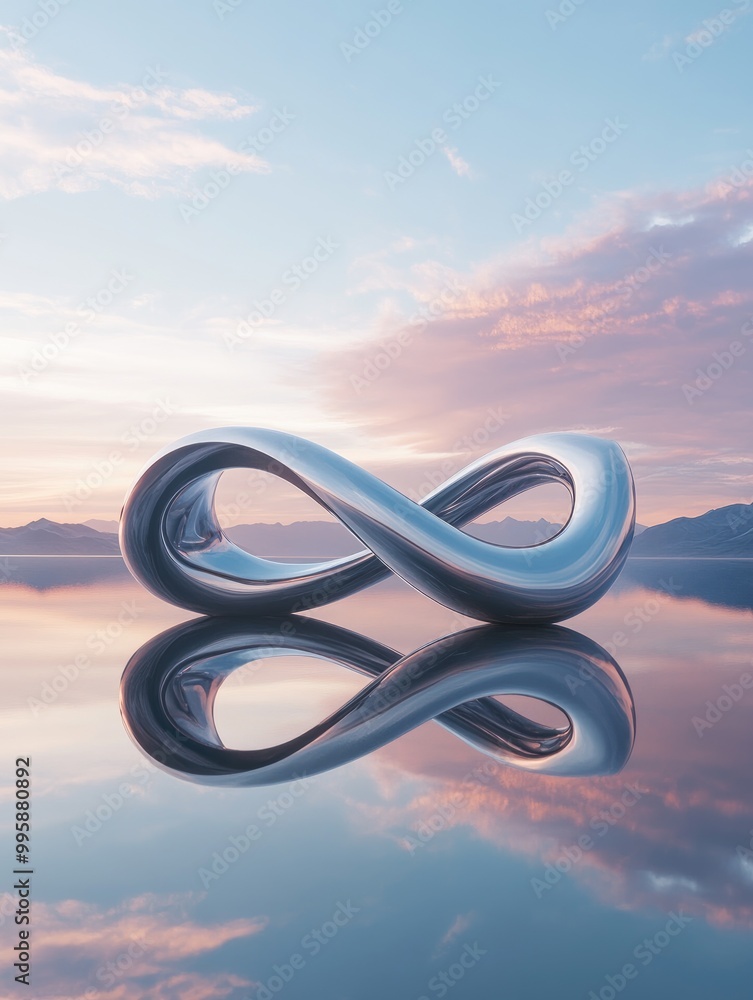 Poster fantasy 3d render featuring an abstract futuristic background with a serene landscape calm waters a 