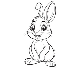 Easter bunny rabbit, Sitting rabbit vector, Rabbit outline character