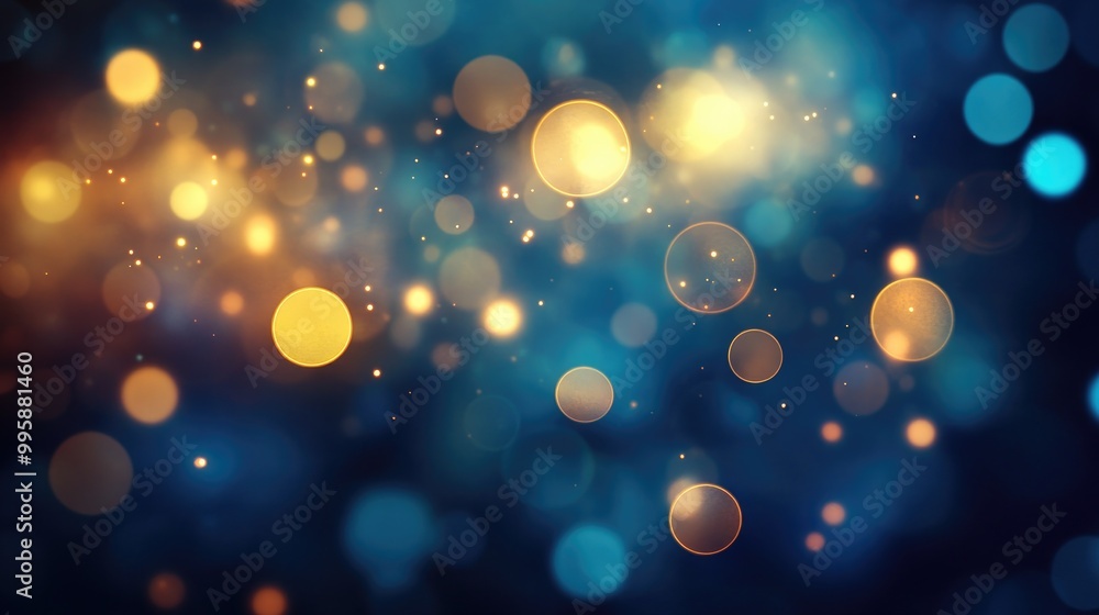 Poster soft background lights with a blurred colorful abstract texture nighttime blue lights create a bokeh