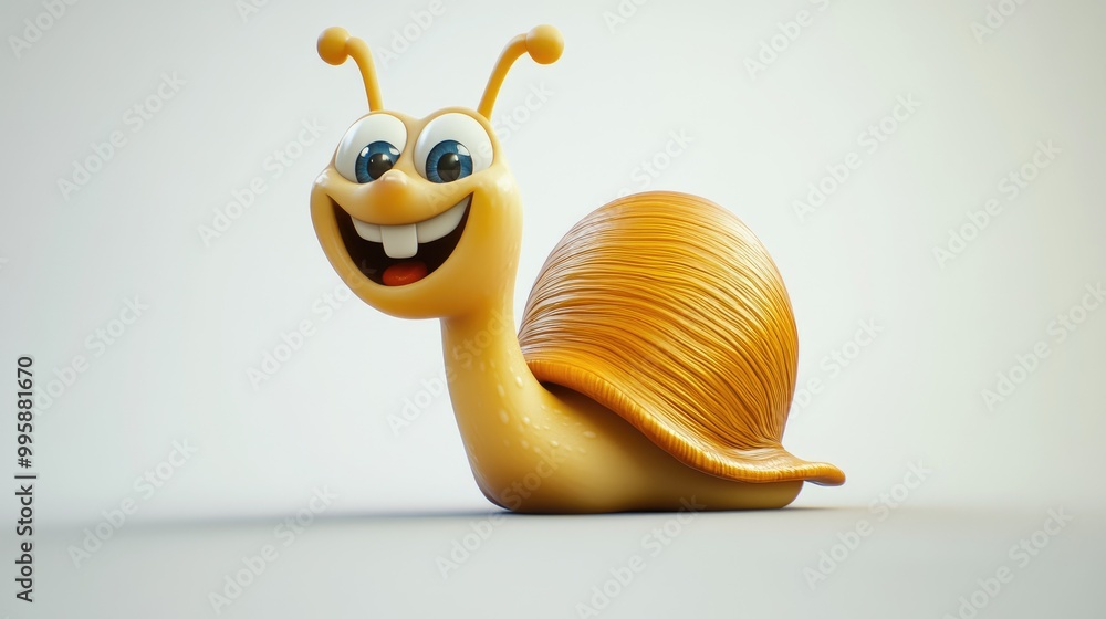 Poster playful 3d cartoon snail character cheerful and whimsical designed for fun and free usage set agains