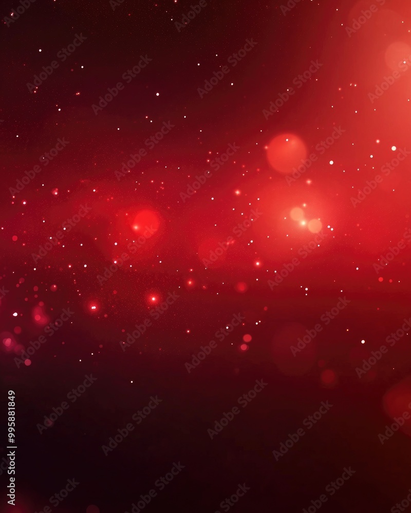 Poster dark red 2d cartoon template featuring space stars on a blurred abstract background with a gradient 