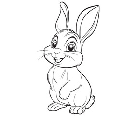 Easter bunny rabbit, Sitting rabbit vector, Rabbit outline character