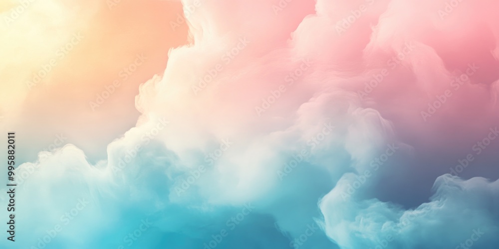 Poster abstract soft clouds on a pastel gradient background with gentle hues