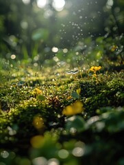 Nature's Bounty: A Mossy Forest in Spring
