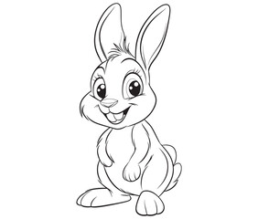 Easter bunny rabbit, Sitting rabbit vector, Rabbit outline character