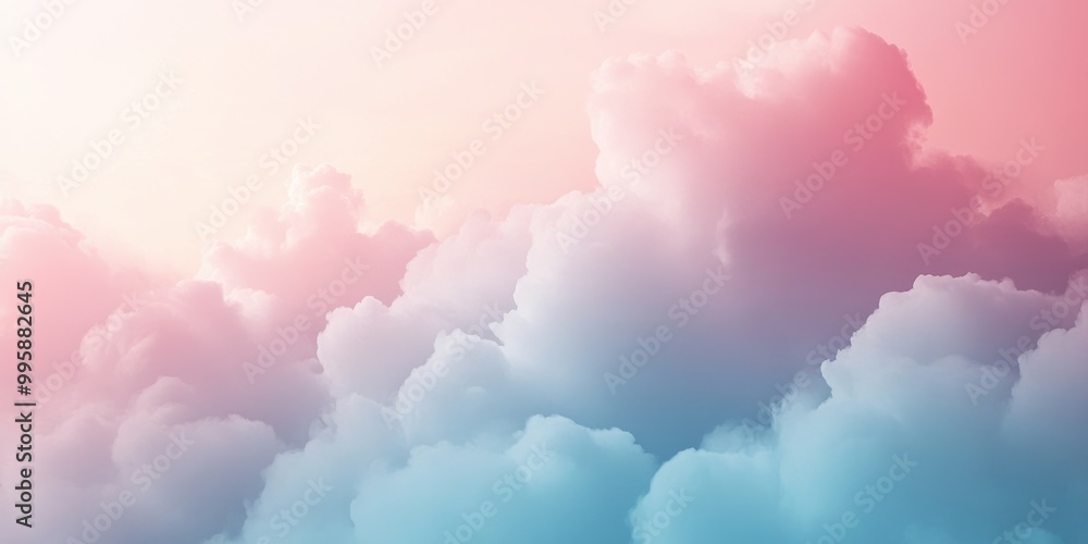 Poster abstract soft clouds on a pastel gradient background with gentle hues