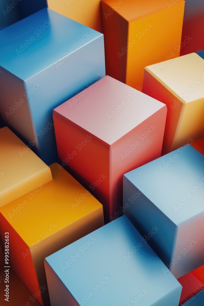 Poster abstract background featuring three dimensional blocks