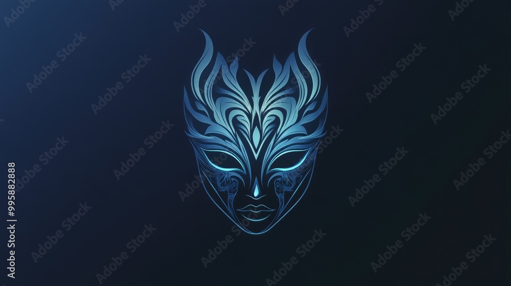 Poster fantasy mask logo graphic design concept featuring an editable mask element suitable for use as a lo