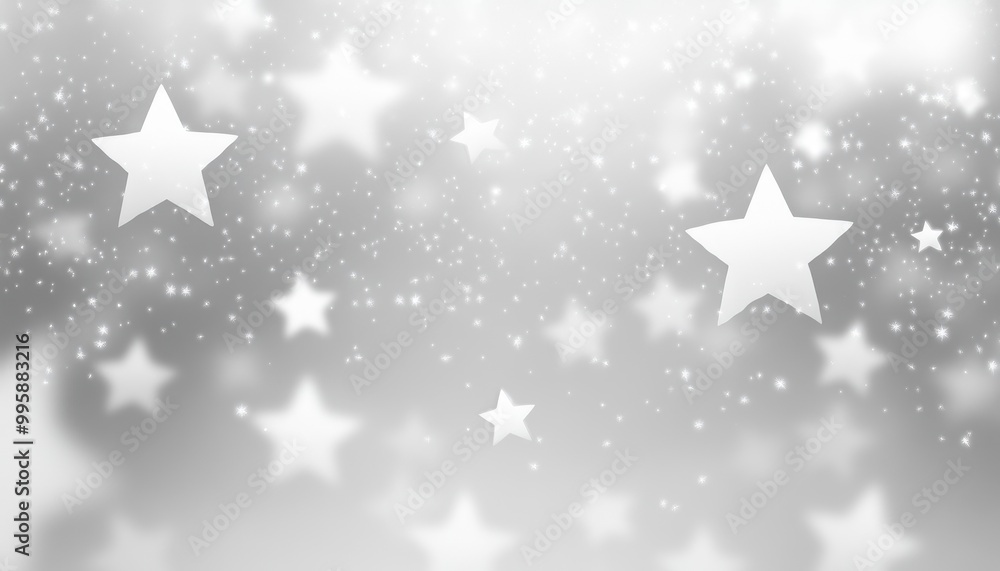 Poster light gray 2d cartoon background featuring bright stars a blurred decorative design in a minimalist 