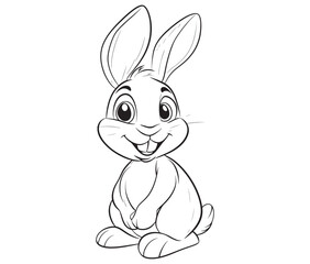 Easter bunny rabbit, Sitting rabbit vector, Rabbit outline character