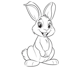 Easter bunny rabbit, Sitting rabbit vector, Rabbit outline character