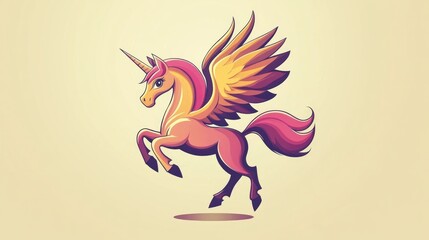 Fototapeta premium Fantasy Pegasus logo design in a whimsical 2D cartoon style