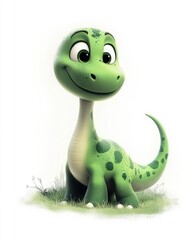 Fototapeta premium Adorable cartoon dinosaur in green color