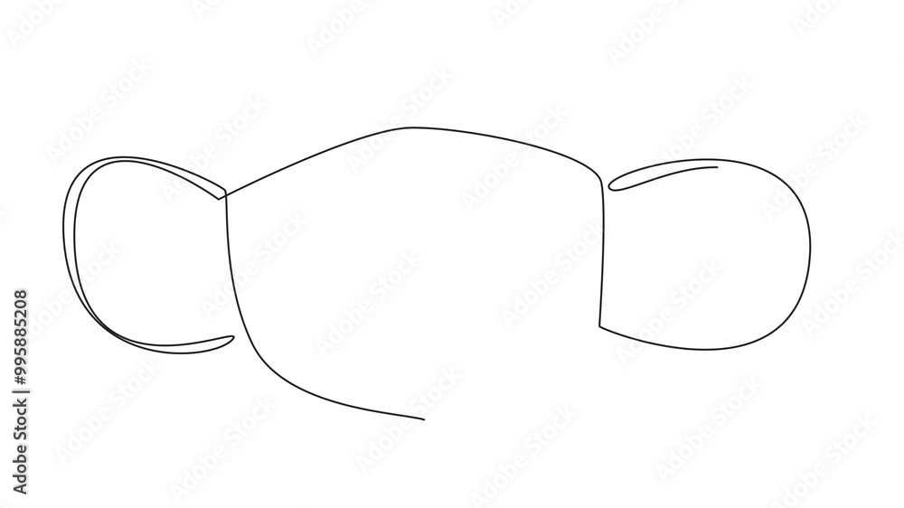 Poster animation of continuous one line drawing the face mask with smiling mouth in the middle. spread happ