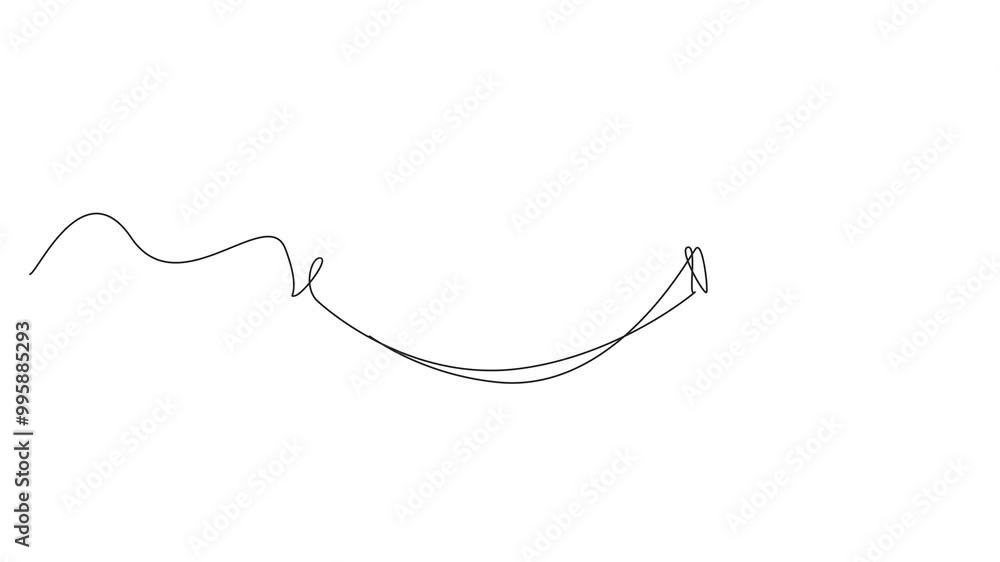 Poster animation of single one line drawing an abstract image of smiling mouth. character. emoticon. emoji.