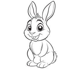 Easter bunny rabbit, Sitting rabbit vector, Rabbit outline character