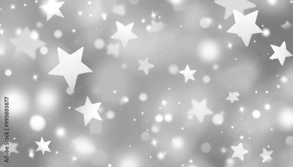 Poster light gray 2d cartoon background featuring bright stars a blurred decorative design in a minimalist 