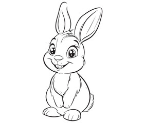 Easter bunny rabbit, Sitting rabbit vector, Rabbit outline character