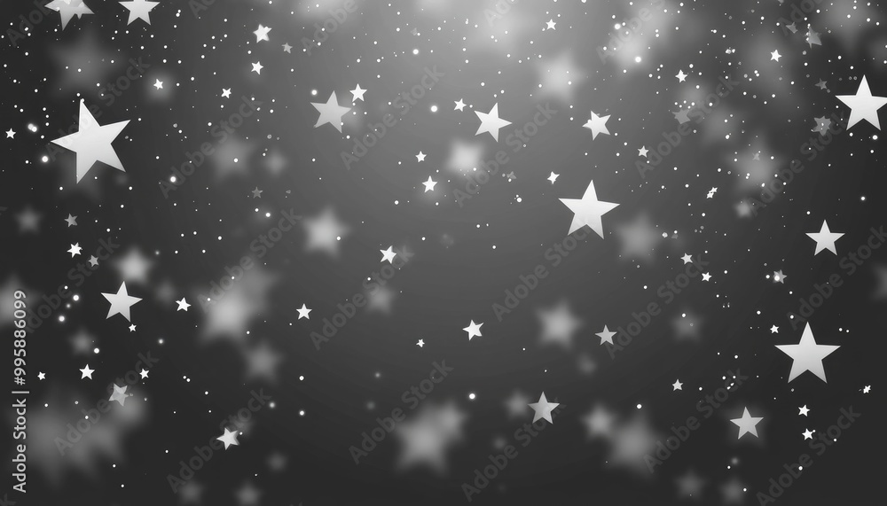 Poster light gray 2d cartoon background featuring bright stars a blurred decorative design in a minimalist 