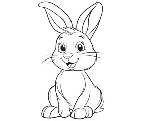 Easter bunny rabbit, Sitting rabbit vector, Rabbit outline character