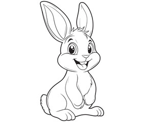 Easter bunny rabbit, Sitting rabbit vector, Rabbit outline character