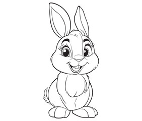 Easter bunny rabbit, Sitting rabbit vector, Rabbit outline character