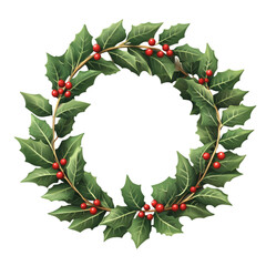 Fototapeta premium Christmas Laurel Vector, Holiday Greenery Illustration, Festive Foliage Design, Transparent Background