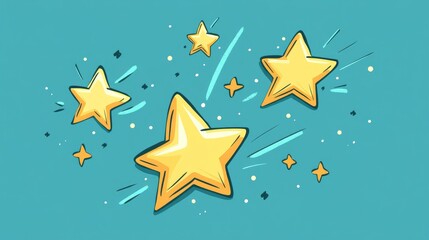 Bursting stars cartoon icon in 2D style Flat filled symbol for mobile applications and web design Glyph representation of space stars Pixel perfect 2D graphic illustration