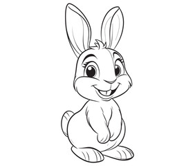 Easter bunny rabbit, Sitting rabbit vector, Rabbit outline character