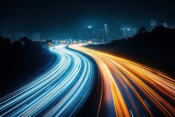 car lights in motion against a night city