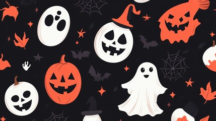 Flat 2D cartoon style Halloween design suitable for flashcards or other creative uses