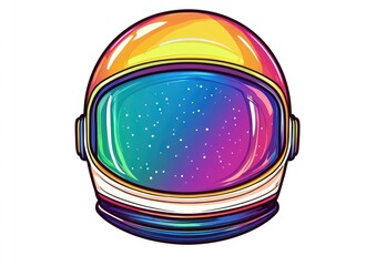 Hand drawn rainbow space helmet illustration in 2D cartoon style Perfect for textiles prints postcards invitations posters t shirts and various design projects
