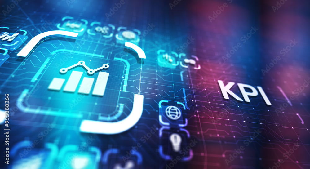Poster kpi - key performance indicator. business and industrial analysis. internet and technology concept o