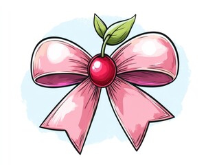 Cartoon illustration of a whimsical cherry bow featuring slogan typography ideal for t shirt graphics