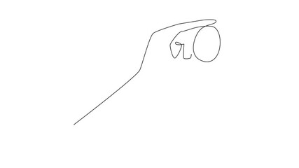 Animated self drawing of single one line drawing a chicken egg held by hand. Showing smooth shell skin. No dirt and no cracks. Good protein for children. National Poultry Day. Full length animation