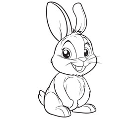 Easter bunny rabbit, Sitting rabbit vector, Rabbit outline character