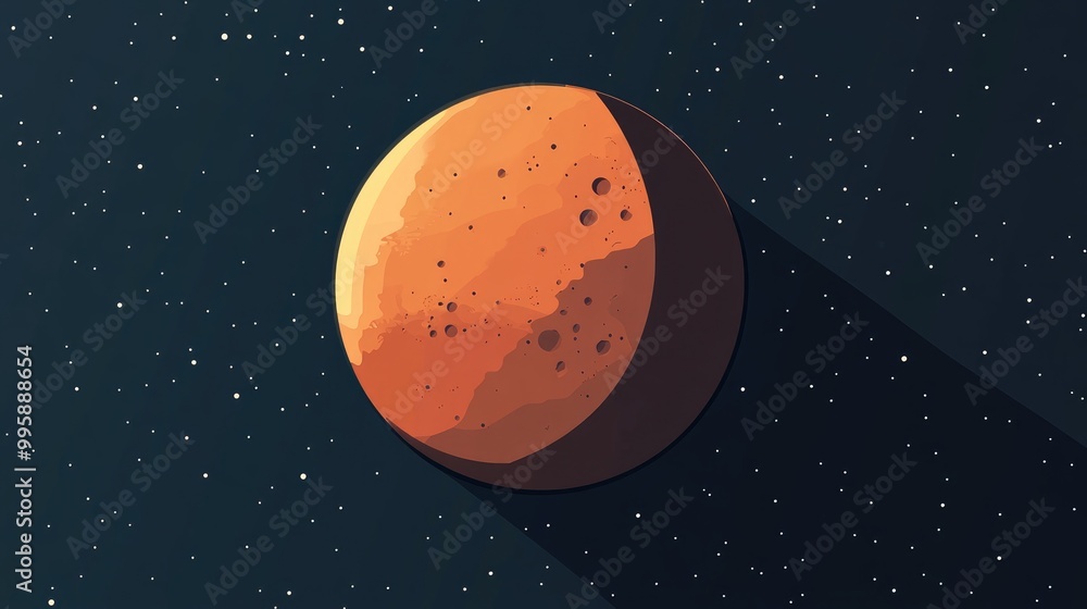 Poster flat illustration of a mars planet icon suitable for web design applications