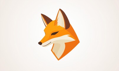 Stylized silhouette of a fox head within a square frame depicted in a minimal 2D cartoon style Ideal for logo designs or decorative posters