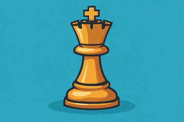 Fototapeta premium Bishop chess piece icon in a 2D cartoon style representing strategy and logic through a playful design