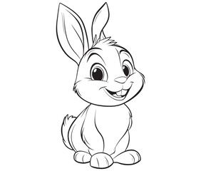 Easter bunny rabbit, Sitting rabbit vector, Rabbit outline character