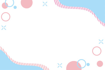 幾何学　ガーリー　フレーム　ピンク　水色