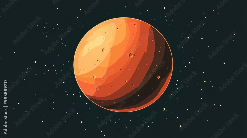 Aufkleber flat illustration of a mars planet icon suitable for web design applications