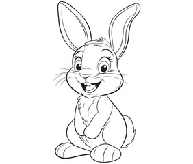 Easter bunny rabbit, Sitting rabbit vector, Rabbit outline character