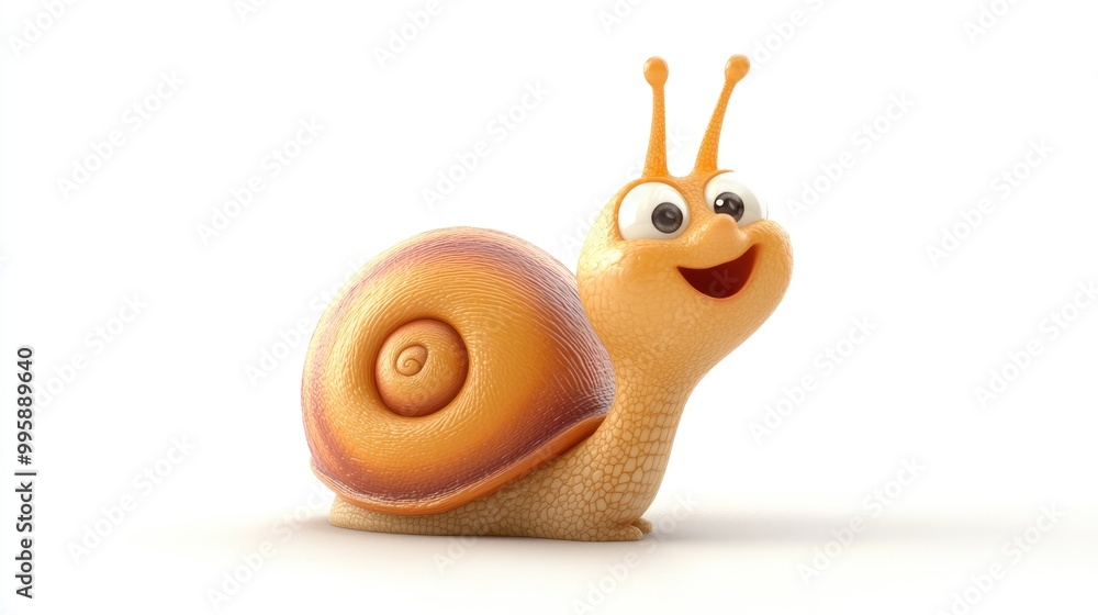 Poster playful 3d cartoon snail character cheerful and whimsical designed for fun and free usage set agains