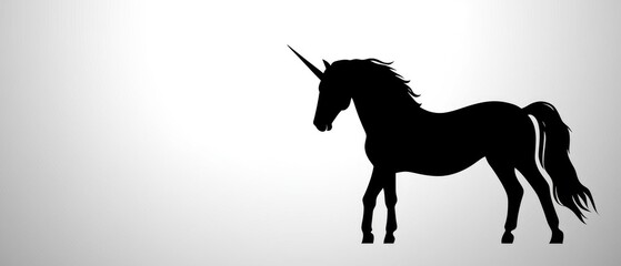 Naklejka premium Silhouette of a mythical unicorn with a horn showcasing a magical horse design