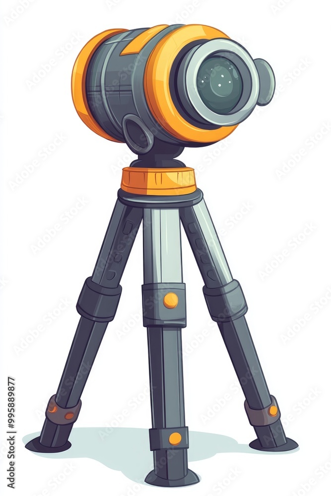 Poster fantasy astronomy and space exploration device tripod icon on a white background featuring a 2d cart