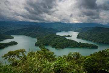 Crocodile island lake and storm clouds in Taiwan