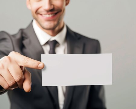 Businessman Holding Blank Business Card for Branding and Marketing