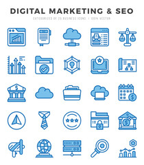 Digital Marketing & SEO Two Color icons. Vector Two Color illustration.