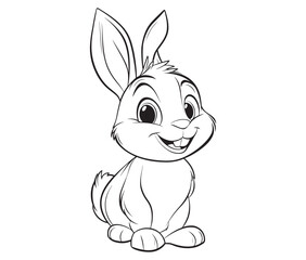 Easter bunny rabbit, Sitting rabbit vector, Rabbit outline character